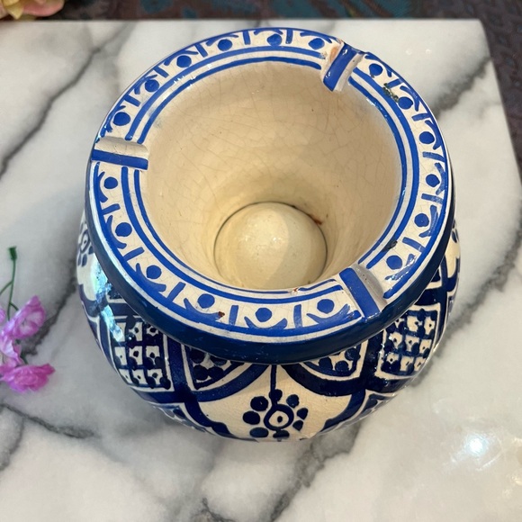 Moroccan Handmade Ceramic Ashtray Smokeless Cigar Exquisite 2-piece Design - Picture 5 of 13